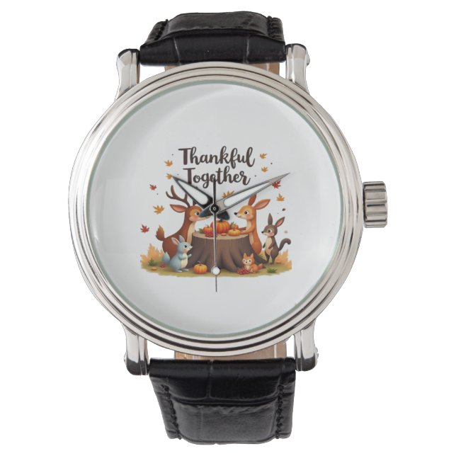 Tack - Cute Woodland Animals Thanksgi Armbandsur (Framsida)