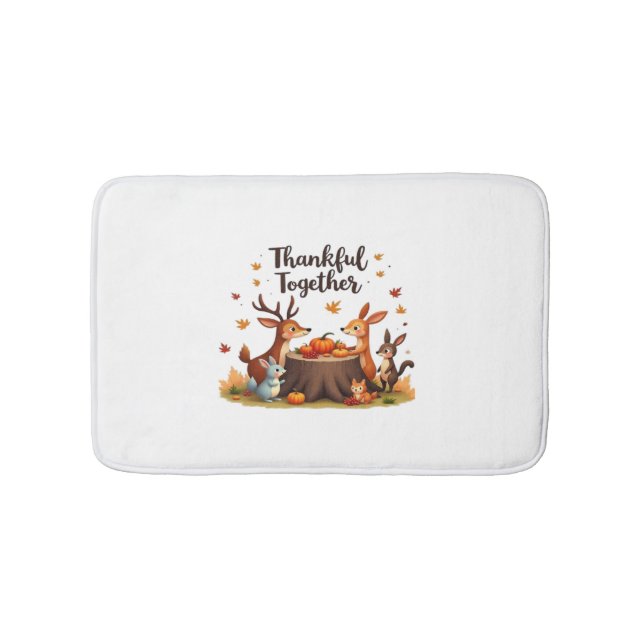 Tack - Cute Woodland Animals Thanksgi Badrumsmatta (Framsidan)