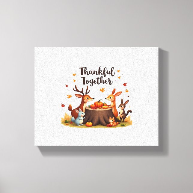 Tack - Cute Woodland Animals Thanksgi Canvastryck (Framsida)