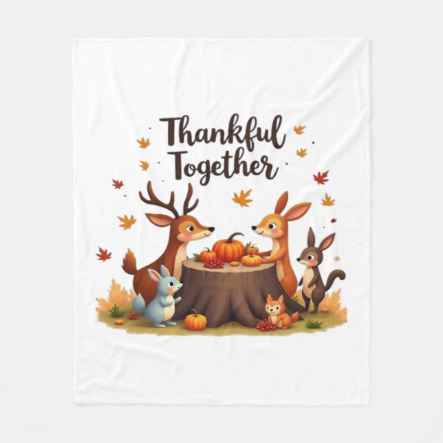Tack - Cute Woodland Animals Thanksgi Fleecefilt (Framsidan)