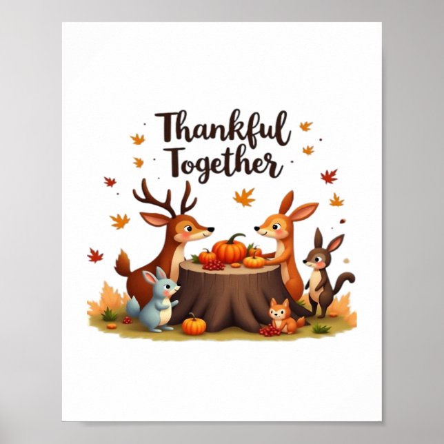 Tack - Cute Woodland Animals Thanksgi Poster (Framsidan)