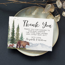 Tack Cute Woodland Bear Baby Shower Kort