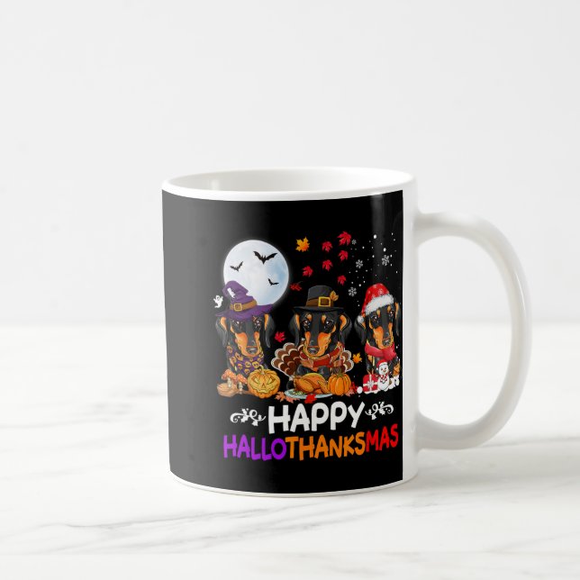 Tack, Dachshund Hund jul, Lycklig Hallothankmas Kaffemugg (Höger)