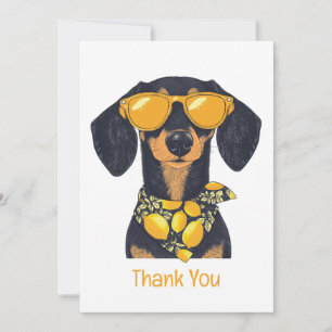 Tack Dachshund Hund Solglasögon Citroner Kort