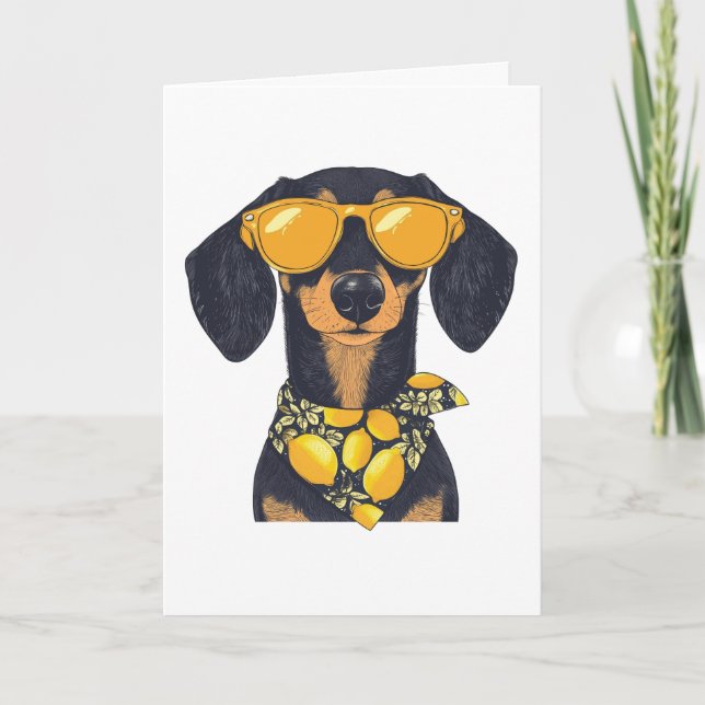 Tack Dachshund Hund Sunglasses Lemons (Framsida)