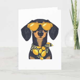 Tack Dachshund Hund Sunglasses Lemons Kort