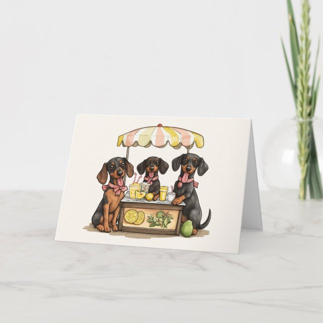 Tack Dachshund Hundar Lemonade stativ Kort (Framsida)