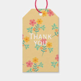 Tack Daisy Retro Bukett Mönster i Gult Presentetikett