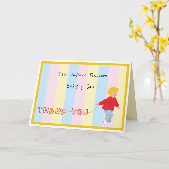 Tack Daycare Teacher Kort (Gul blomma)