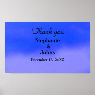 Tack Deep Blue Cloud Abstrakt Art Bröllop Poster