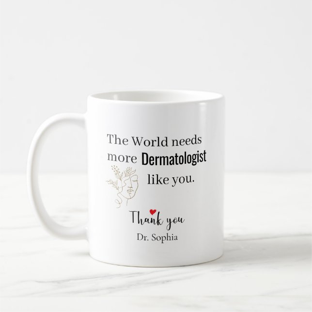 Tack Dermatolog Anpassat Namn Kaffemugg (Vänster)