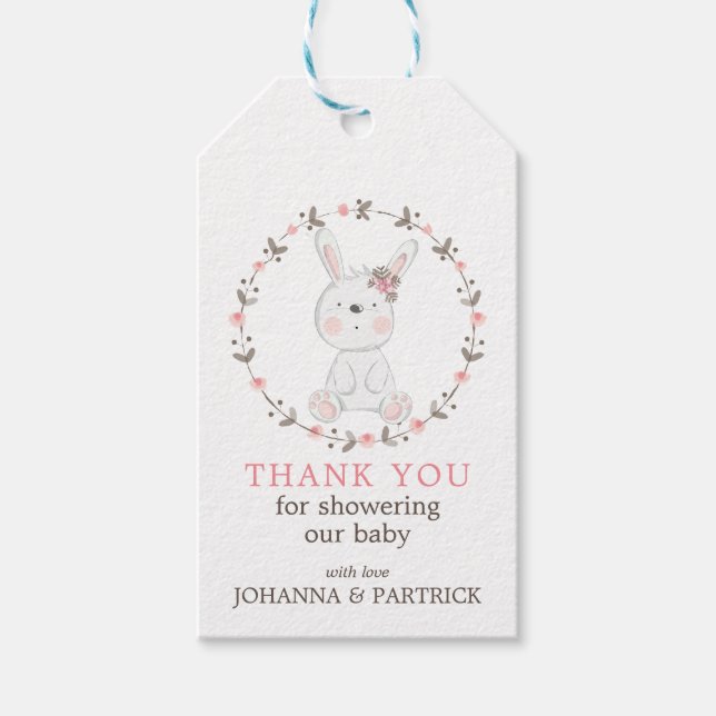 Tack Det är en Baby Bunny Baby Shower Presentetikett (Framsidan)