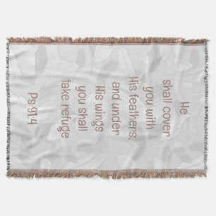 Täck dig med hans fjädrar, bibelcitat PS 91:4 Filt