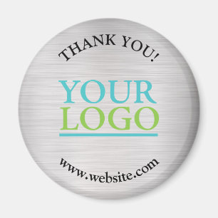 Tack, din Logotyp, Namn webbplats, Brushed Silver Magnet