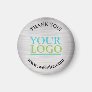 Tack, din Logotyp, Namn webbplats, Brushed Silver Magnet