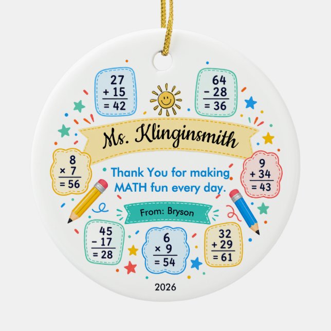 Tack din mattelärare Problem Ornament (Framsidan)