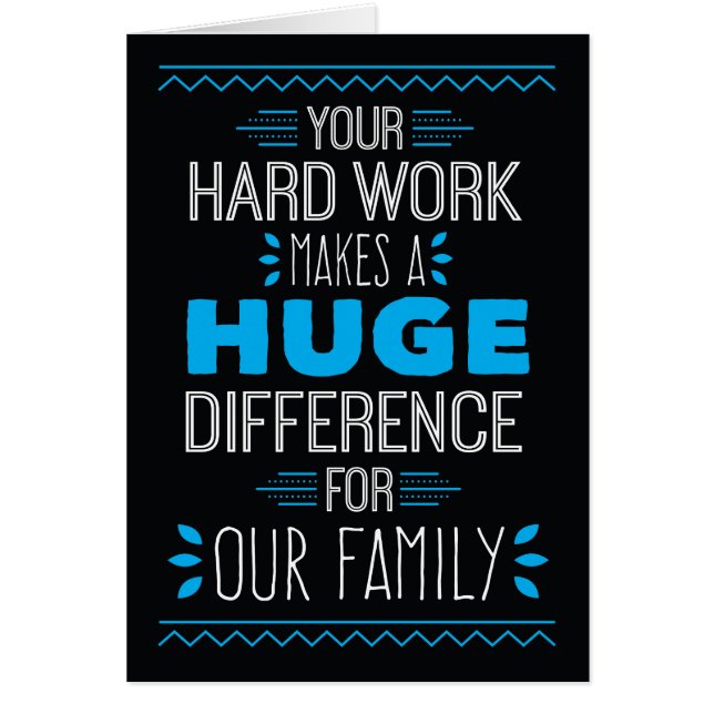 Tack, ditt hårda arbete gör stor skillnad hälsningskort (Framsidan)