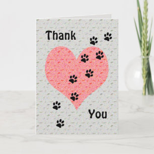Tack Dog Walker Heart med Tass avtryck Kort