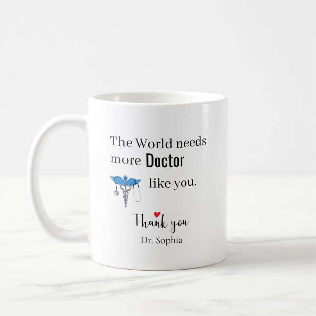 Tack Doktor Anpassad Namnpresent Kaffemugg (Vänster)