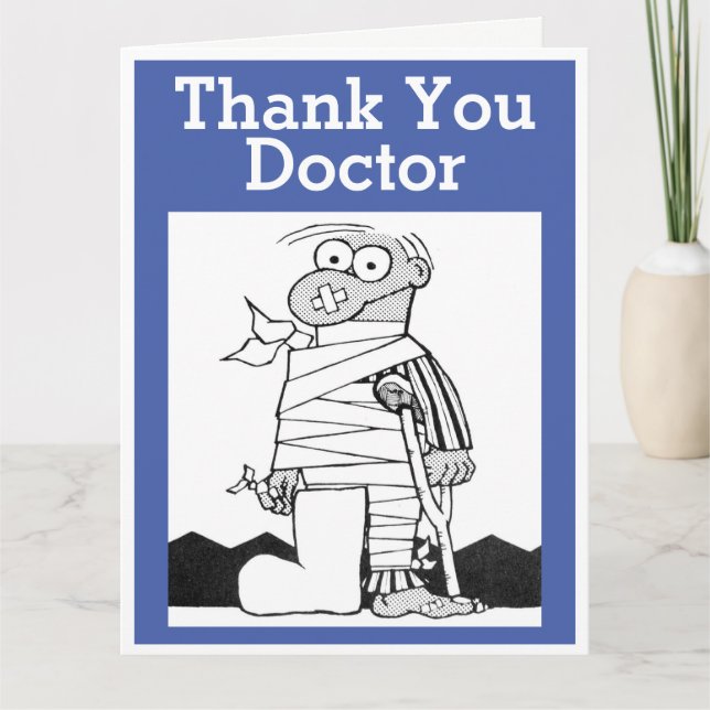 Tack Doktor - Man med Bandages på Crutches Kort (Framsida)