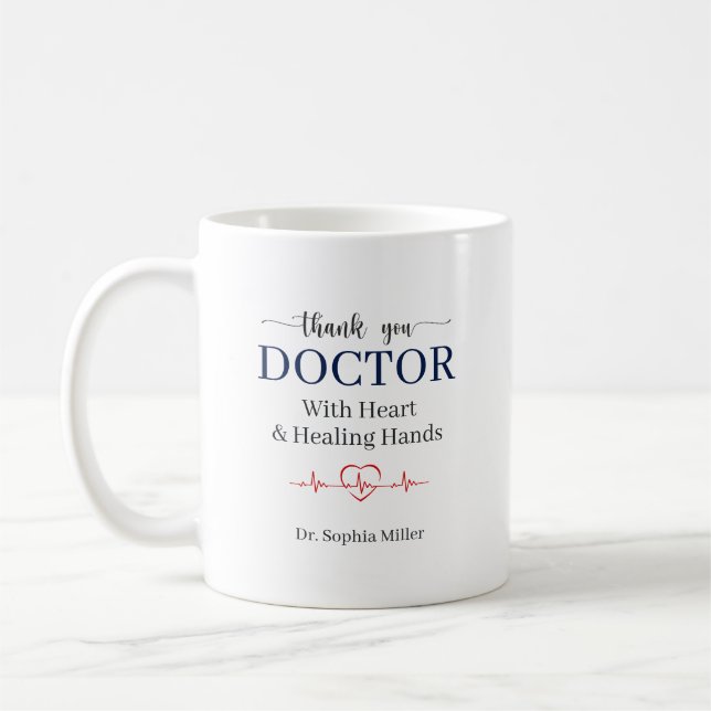 Tack Doktor Med Hjärta Läkande Händer Anpassad Kaffemugg (Vänster)
