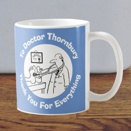 Tack Doktor med Namn och meddelande. Kaffemugg