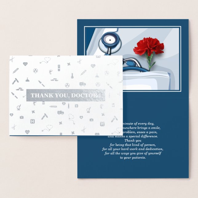 Tack, Doktor. Red Carnation Luxury Folierat Kort (Display)