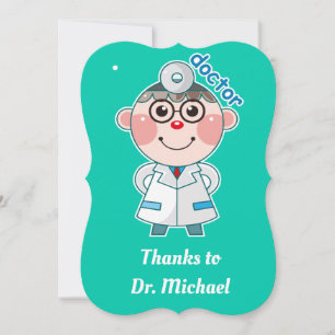 Tack doktor. Textmall. Kort
