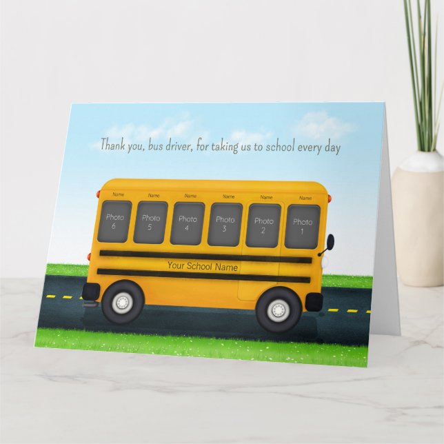 Tack Driver Anpassningsbar School Buss 12 Photo 12 Kort (Framsida)