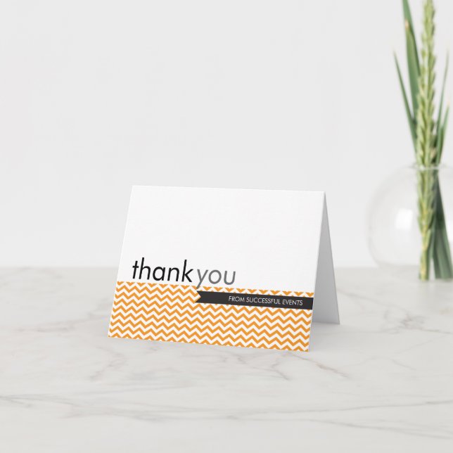TACK DU CARD trendig modern chevron rand orange Kort (Framsida)