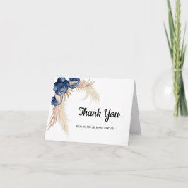 Tack, Dusty Blåa blommor och Pampas Bröllop Tack Kort