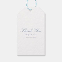 Tack Dusty Blue Elegant Script Bröllop