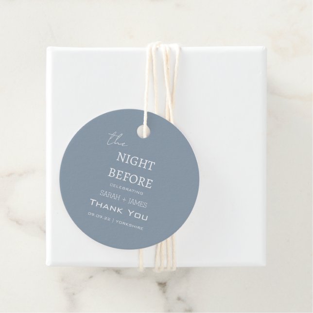 Tack, Dusty Blue, Natten före Bröllop Gåvor Etiketter (På plats)