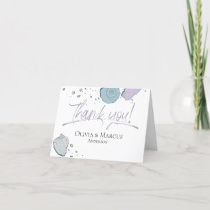 Tack Dusty Blue och Lilac Plum Seashells Kort