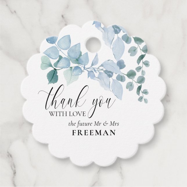 Tack Dusty Eucalyptus Elegant Gåvor Etiketter (Framsida)