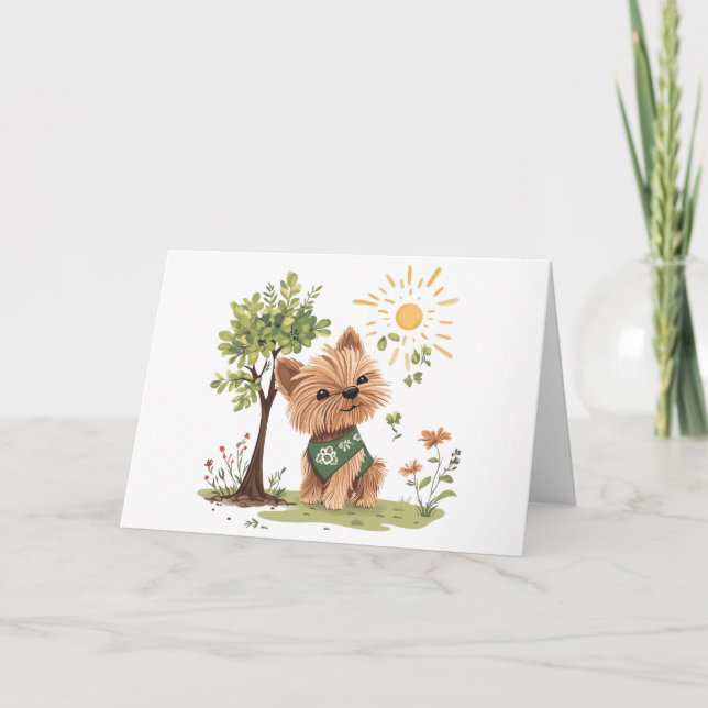 Tack Earth Day Yorkie Hund  Kort (Framsida)