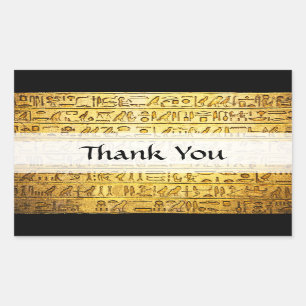 "Tack" Egyptiska Hieroglyphs Gult Stickers Rektangulärt Klistermärke