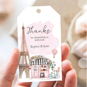 Tack Eiffel Paris Parisian Fransk Baby Shower Presentetikett