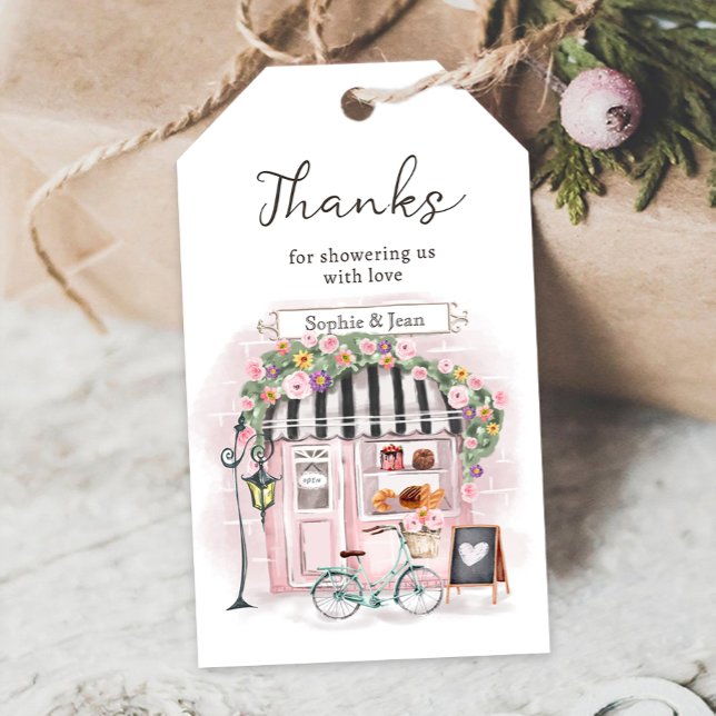 Tack Eiffel Paris Parisian Fransk Baby Shower Presentetikett (Skapare uppladdad)