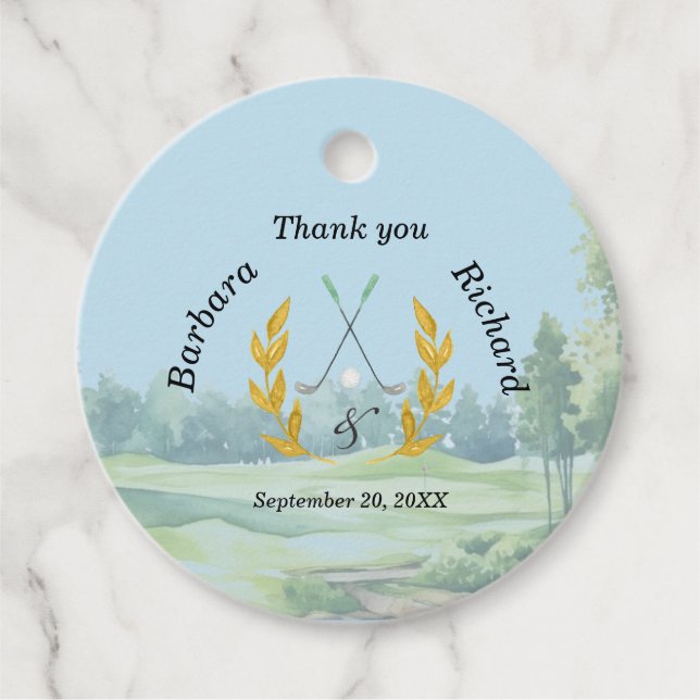 *Tack Elegant Anpassad Golf Tema Bröllop Gåvor Etiketter (Framsida)
