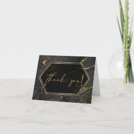 Tack | Elegant Black och Guld Marble Kort