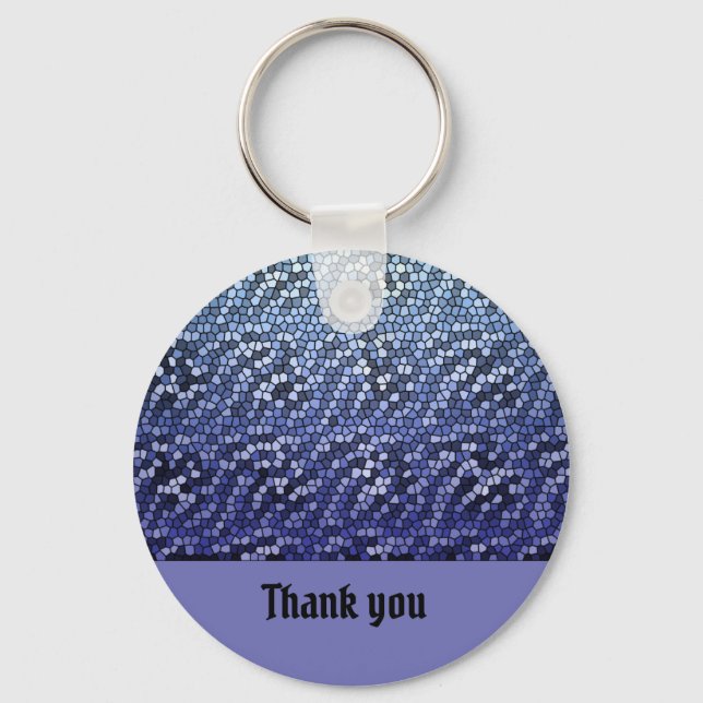 Tack Elegant Bright Blue Mosaic Nyckelring (Framsida)