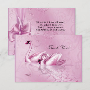 Tack Elegant Bröllop Rosa Svanar Inbjudningar