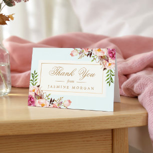 Tack Elegant Chic Klistra in vattenfärg, Blommigt Kort