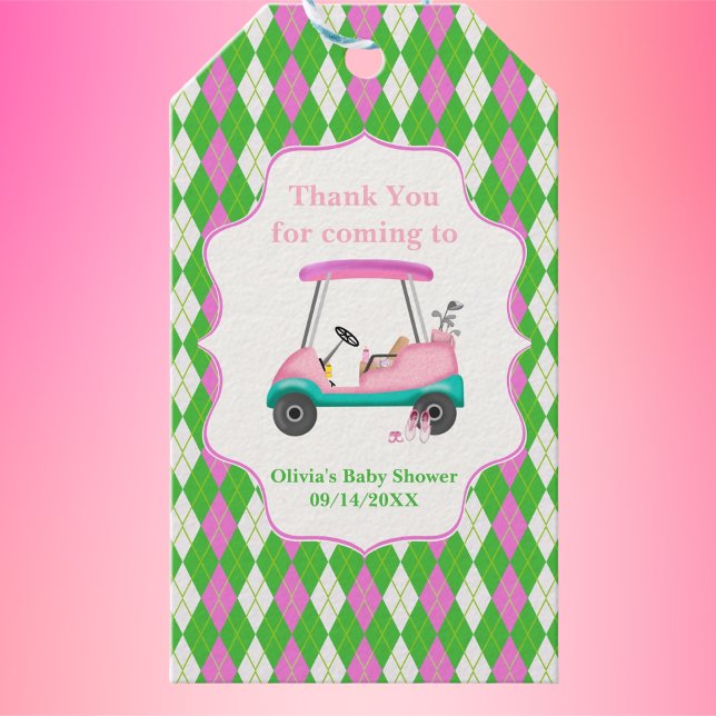 Tack Elegant golfvagn redo för baby shower  Presentetikett (Skapare uppladdad)