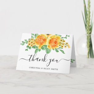 Tack, elegant Gul ros Bouquet Flowers Bröllop Tack Kort