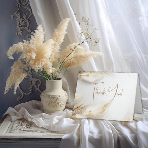 Tack   Elegant Guld Pampas Blommigt Kort