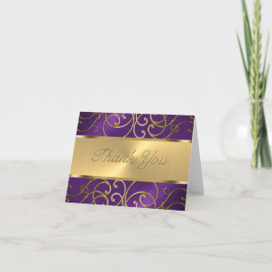 Tack Elegant Lila och Guld Filigree Kort