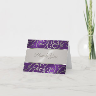 Tack Elegant Lila och Silver Filigree Kort