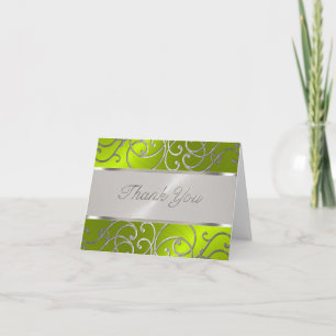Tack Elegant Lime Green Silver Filigree Kort